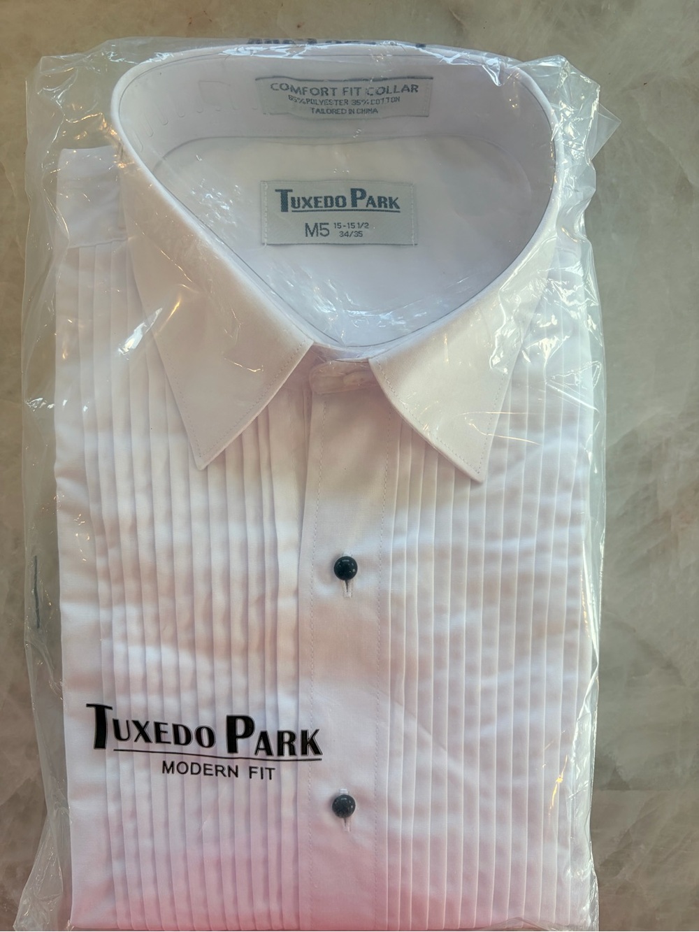 Men’s White Pleated Dress Shirt - Modern Fit